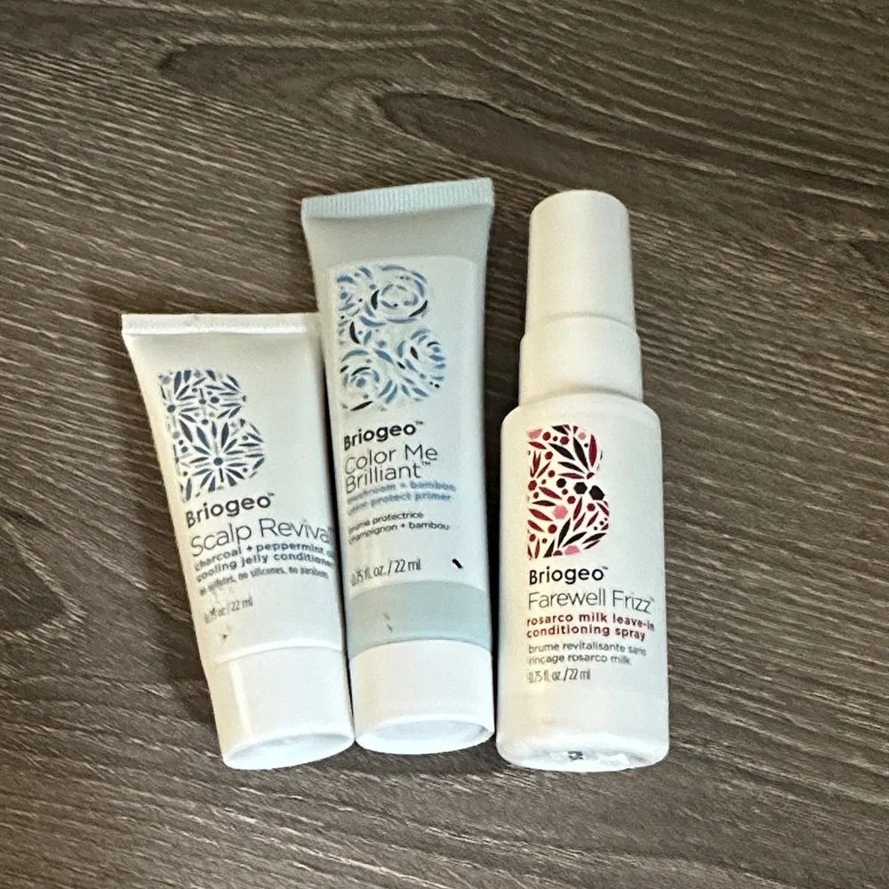Briogeo Travel Set Color Me Brilliant Scalp Revival Farewell Frizz Lot 0.75 oz
